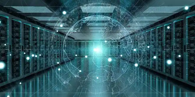 A large European mining farm with rows of Bitcoin mining rigs efficiently operating